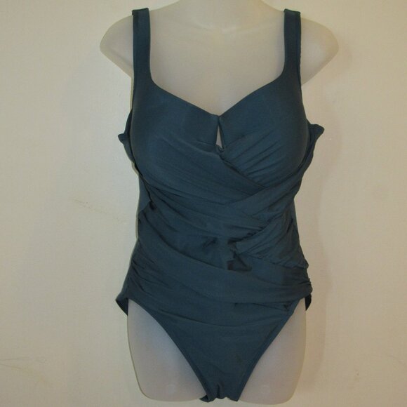 Miraclesuit GANDOLF One Piece Swimsuit Dark Teal Bathing Suit Size 18 *Read* - Picture 1 of 5